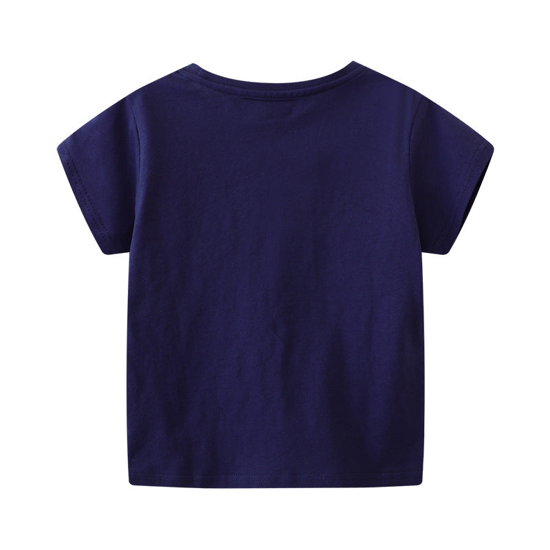 Kids Cartoon Short Sleeve T-Shirt Breathable Cotton Top