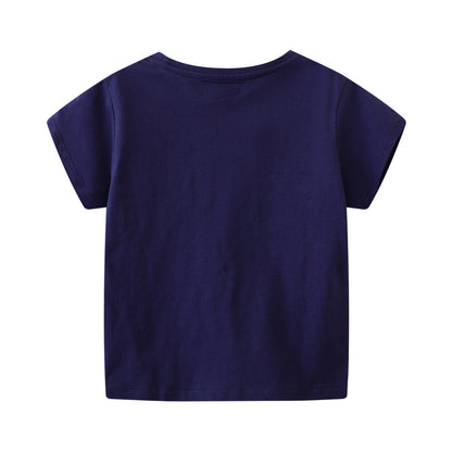 Kids Cartoon Short Sleeve T-Shirt Breathable Cotton Top