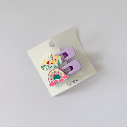 Acrylic Rainbow Flower Hair Clips for Kids