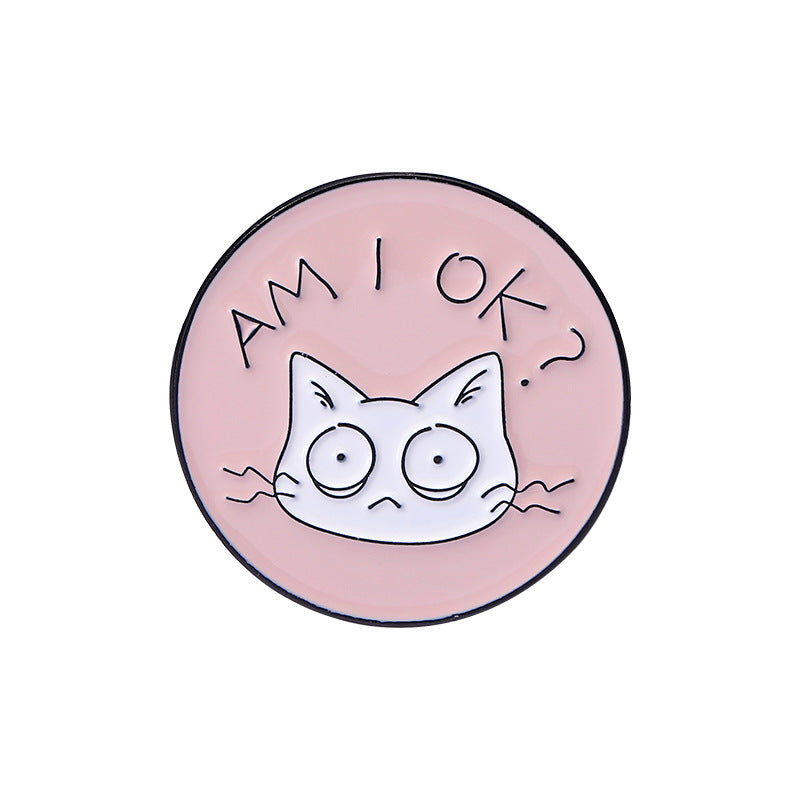 Pink Skull Bear Metal Brooch Geometric Cute Cat Pin