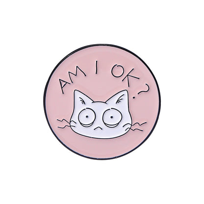 Pink Skull Bear Metal Brooch Geometric Cute Cat Pin