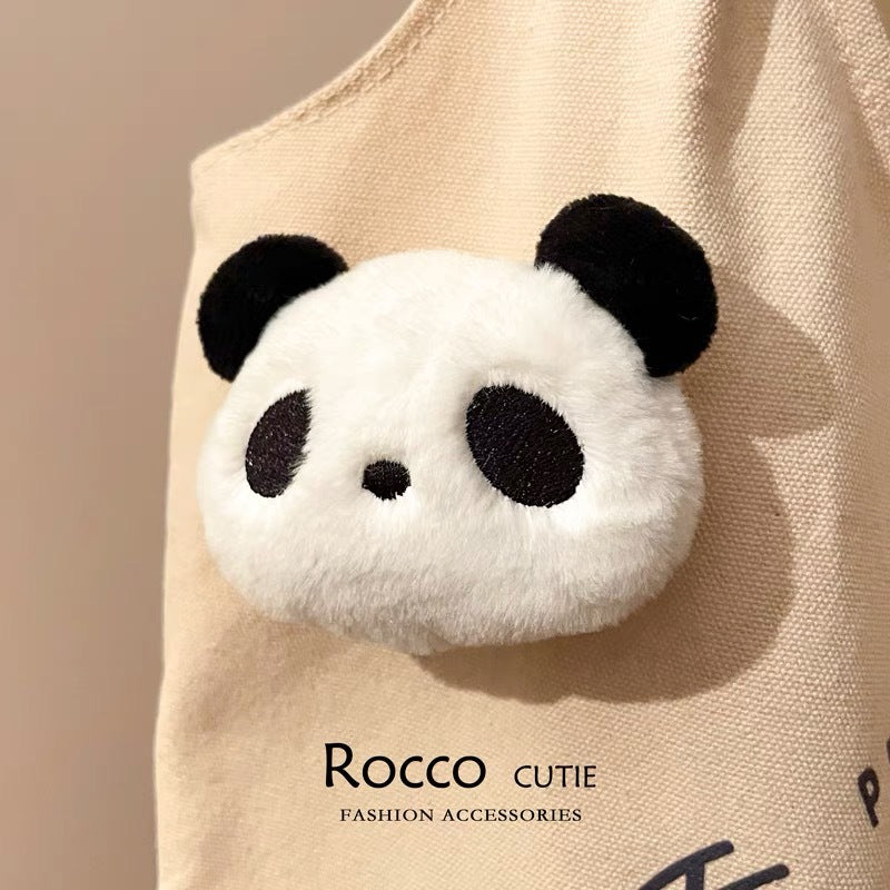 Cute Panda Plush Brooch Cartoon Animal Pin for Girls