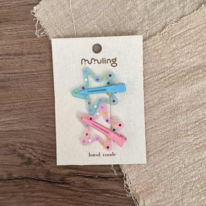 Colorful Star and Flower Hair Clips for Kids