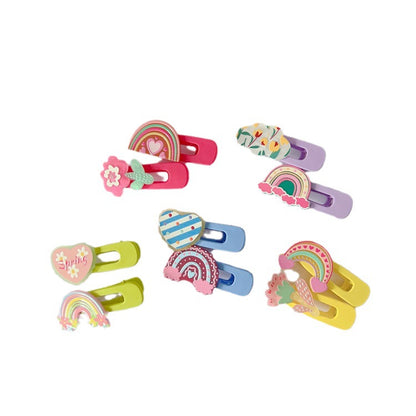 Acrylic Rainbow Flower Hair Clips for Kids
