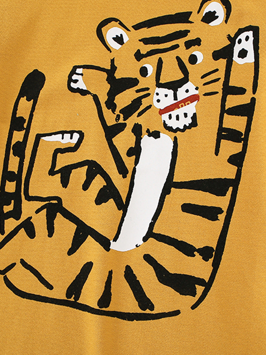 Cute Tiger Print Kids T-Shirt Casual Cotton Short Sleeve Top