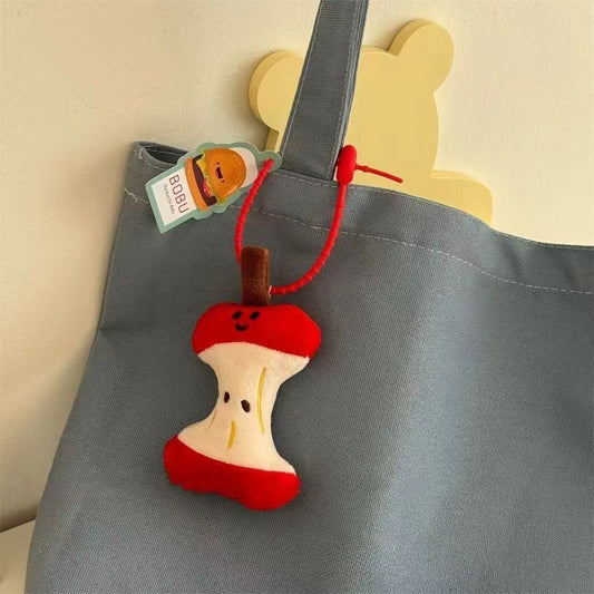 Cute Apple Core Plush Keychain Accessory