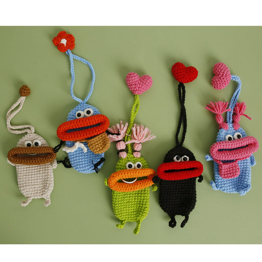 Cute Cartoon Handcrafted Knitted Key Pouch Breathable Cotton Accessory