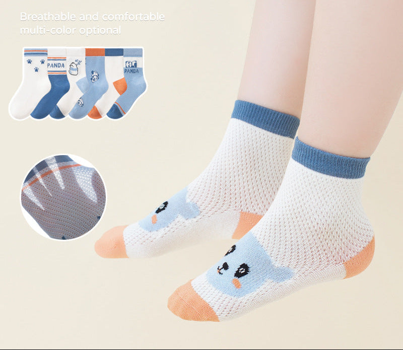 Cartoon Animal Mid-Calf Socks For Kids - Lightweight Cotton
