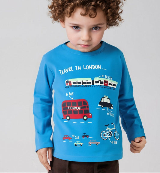 Long Sleeve Cartoon Cotton T-Shirt for Boys