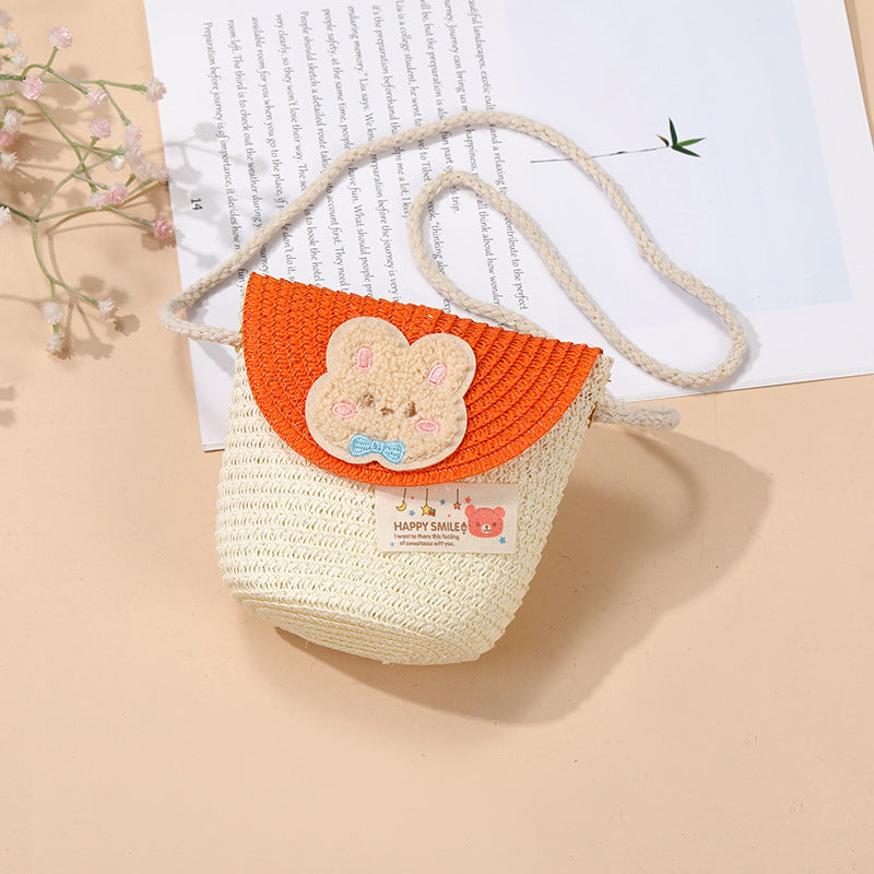 Cute Summer Children's Crossbody Woven Bag with Animal Patterns