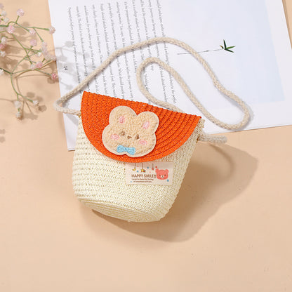 Cute Summer Children's Crossbody Woven Bag with Animal Patterns