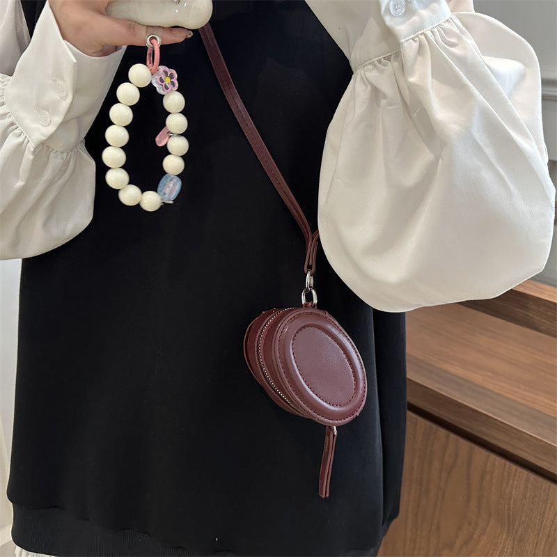 Oval Shaped Retro Women’s Box Bag with Makeup Mirror