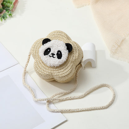 Mini Cute Panda Woven Straw Bag for Women