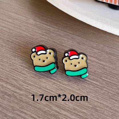 Cute Christmas Cartoon Character Earrings - Resin Drip Design