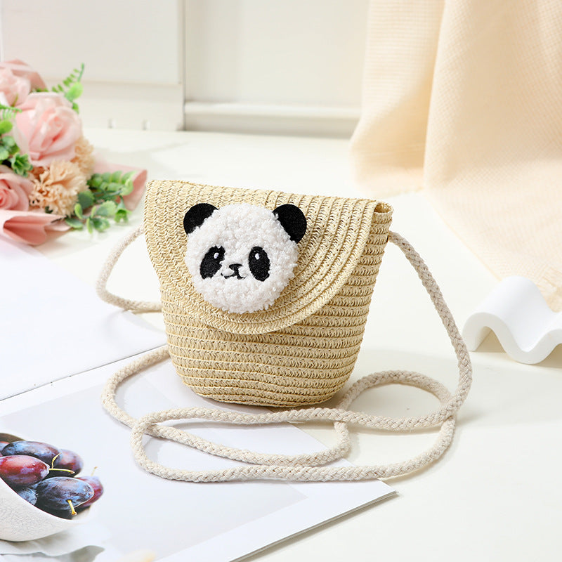 Mini Cute Panda Woven Straw Bag for Women