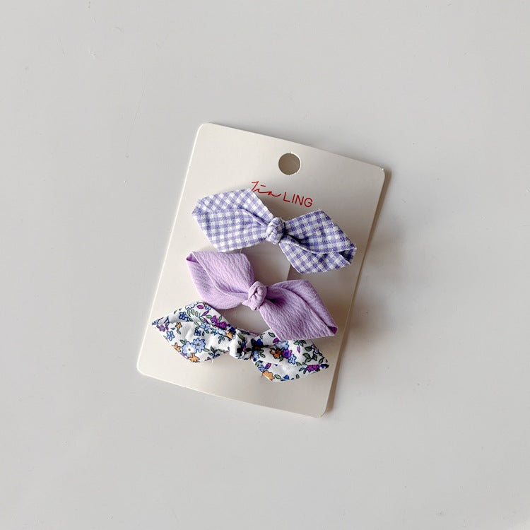 Children's Fabric Hair Clips Floral Bow Set