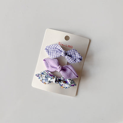 Children's Fabric Hair Clips Floral Bow Set