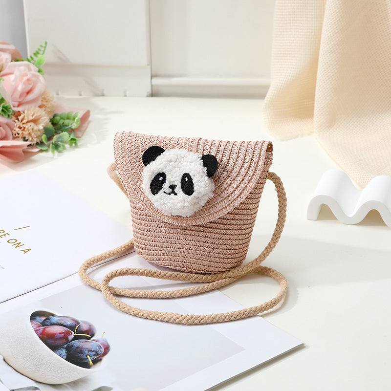 Mini Cute Panda Woven Straw Bag for Women