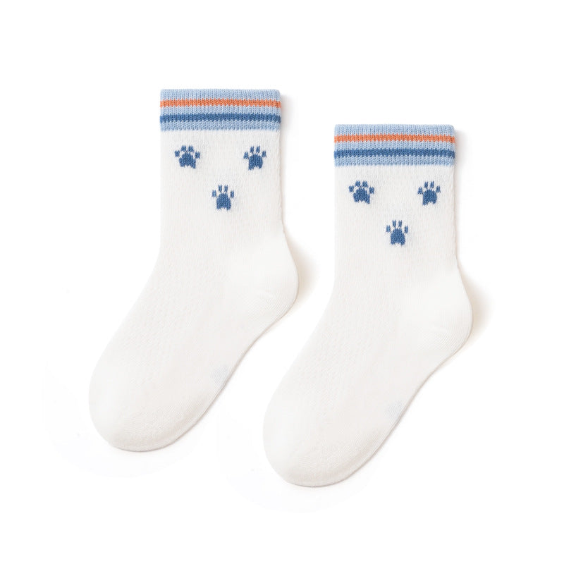 Cartoon Animal Mid-Calf Socks For Kids - Lightweight Cotton