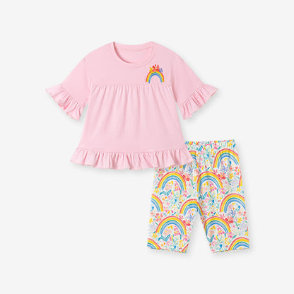 Adorable Floral Baby Outfit Summer Cotton Two-Piece Set