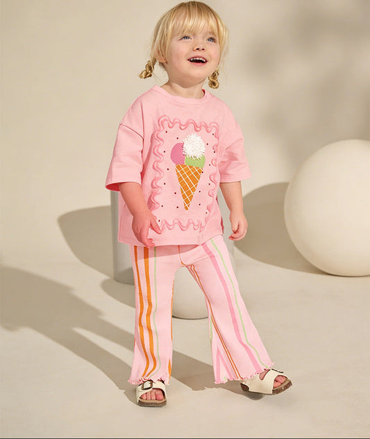 Summer Cartoon T-Shirt & Shorts Set for Girls