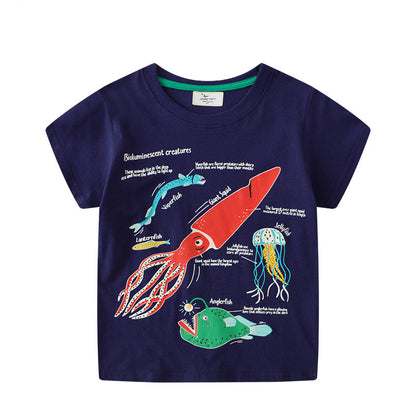 Glow in the Dark Underwater World Boys' T-Shirt Cotton Casual Style