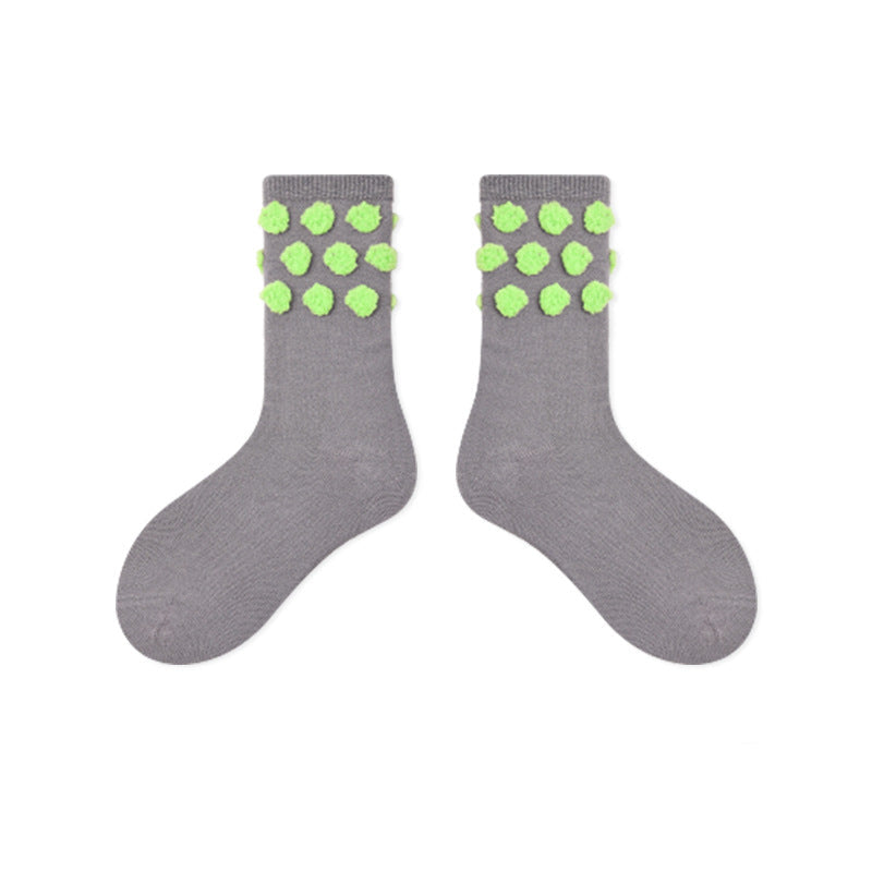 Kids Plush Polka Dot Mid Calf Socks Breathable