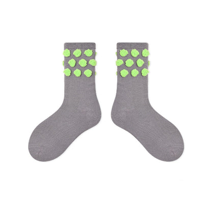 Kids Plush Polka Dot Mid Calf Socks Breathable