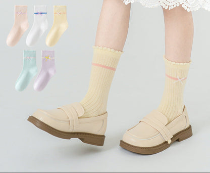 Sweet Bow Cotton Mid-Calf Socks for Girls