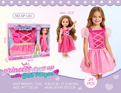 Princess Doll Dress-Up Playset - 32cm Rubber Doll Toy