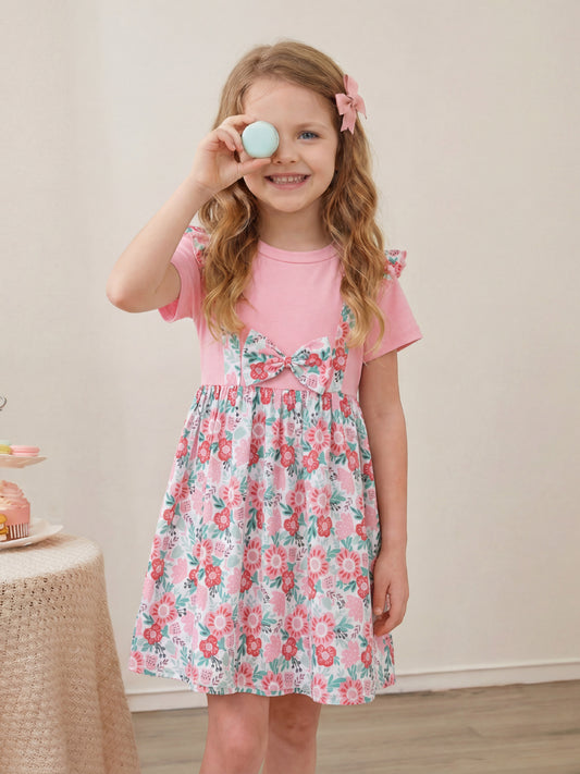 Stylish Summer Princess Dress for Girls with Cartoon Bow
