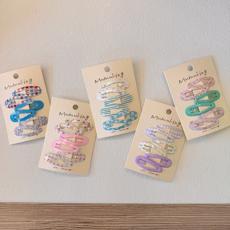 Children's Polka Dot Hair Clips Set - Cute Floral Designs