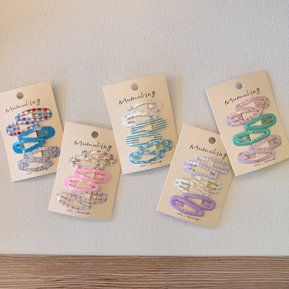 Children's Polka Dot Hair Clips Set - Cute Floral Designs