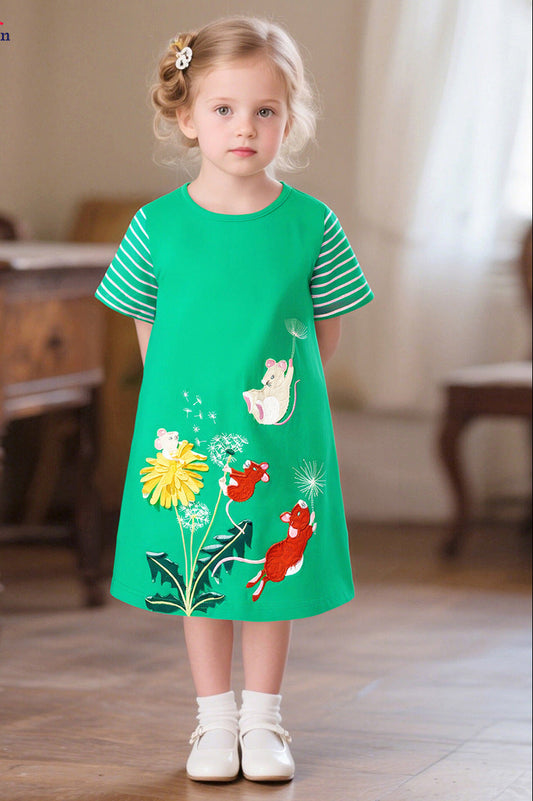 Summer Short Sleeve Girl's Dress Cute Casual Style