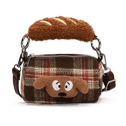 Cute Cartoon Dog Plush Handbag Stylish Crossbody Bag for Kids