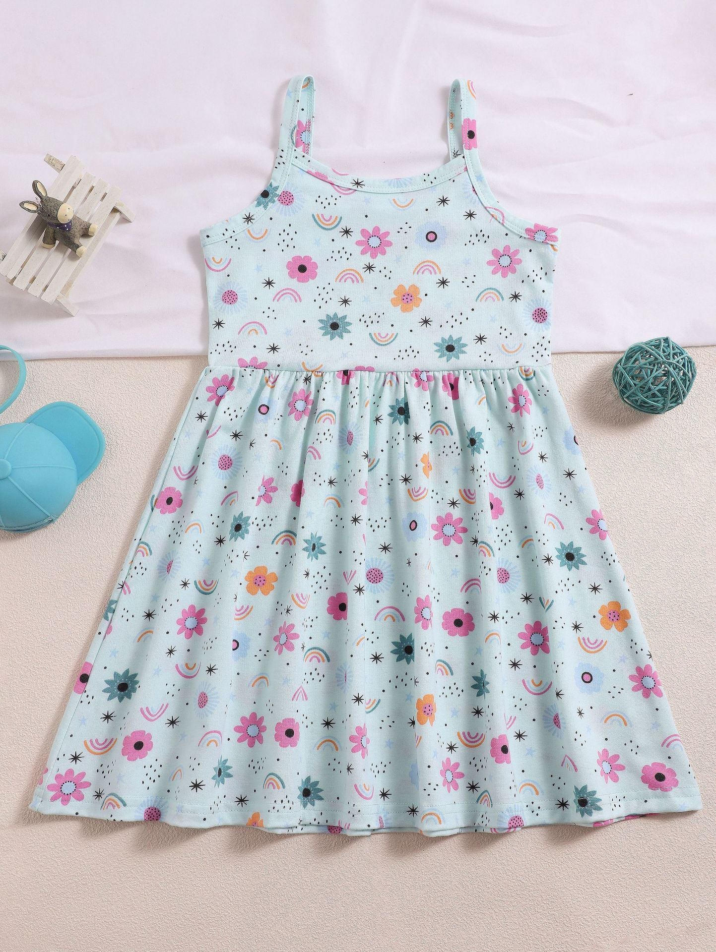 Cartoon Print A-Line Dress for Girls