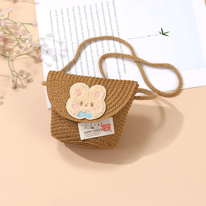 Cute Summer Children's Crossbody Woven Bag with Animal Patterns