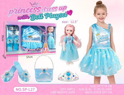 Princess Doll Dress-Up Playset - 32cm Rubber Doll Toy