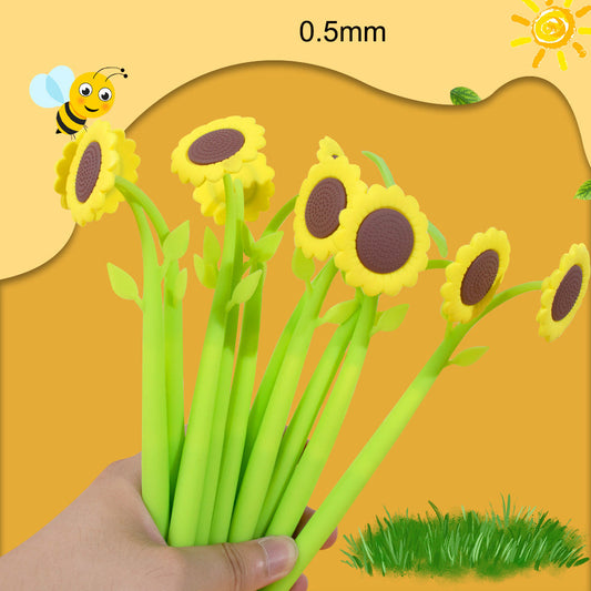 Gel Pen Sunflower Silicone 0.5mm Wobble For Students
