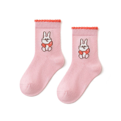 Cartoon Animal Mid-Calf Socks For Kids - Lightweight Cotton