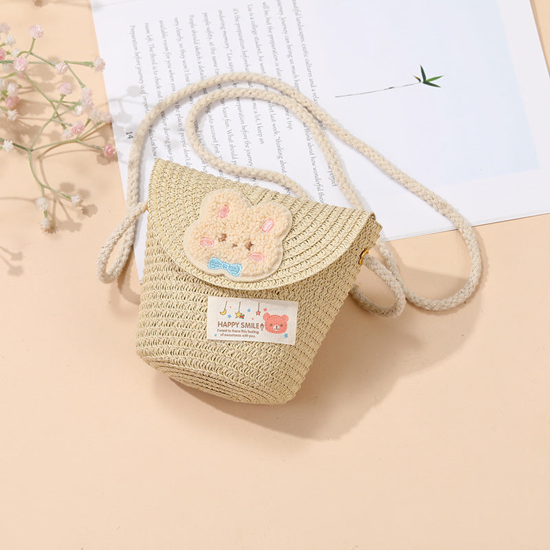 Cute Summer Children's Crossbody Woven Bag with Animal Patterns