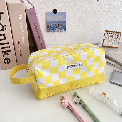 Pencil Pouch Checkerboard Transparent Student Organizer