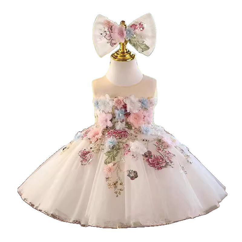 Sweet Floral Princess Dress for Little Girls