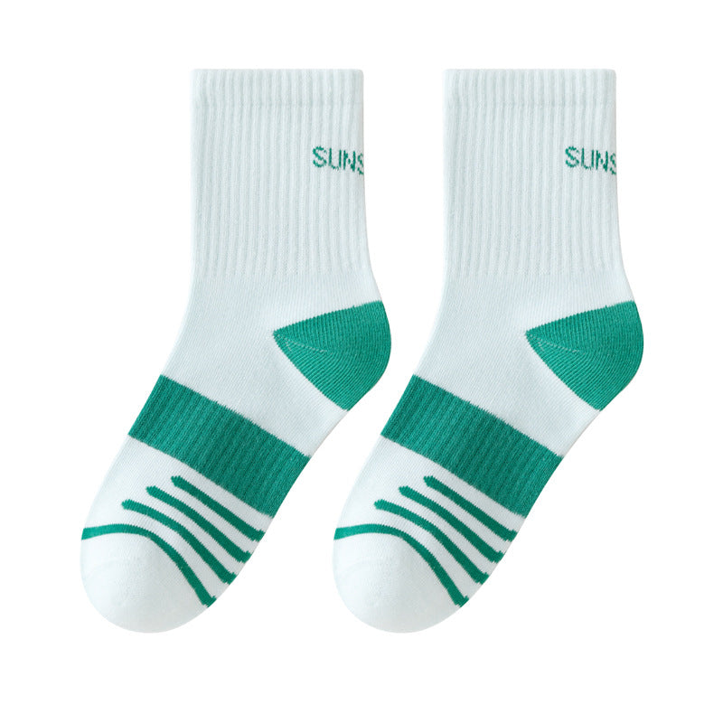 Mid-Calf Kids Socks with Cartoon Letters - Breathable Cotton for Boys and Girls