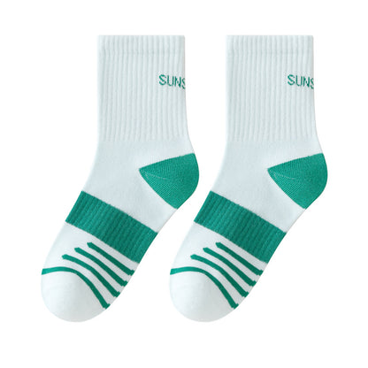 Mid-Calf Kids Socks with Cartoon Letters - Breathable Cotton for Boys and Girls