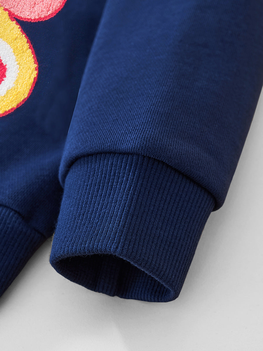 Cartoon Embroidered Long Sleeve Sweatshirt for Girls