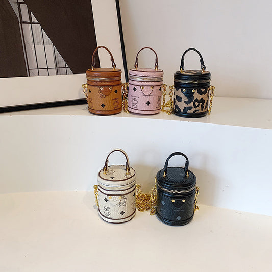 Trendy Mini Cute Bucket Bag with Animal Print