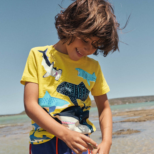 Kids Glow In The Dark Shark T-Shirt Casual Short Sleeve Tee