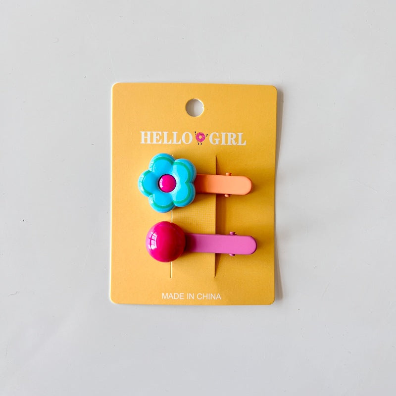 Colorful Flower Bead Hair Clips for Kids