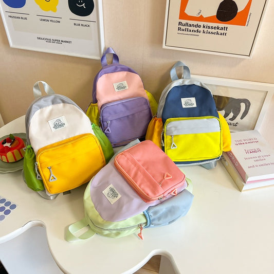 Kids Stylish Dual-Color Backpack Casual School Bag